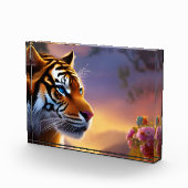 青い目の虎とピンクの花 フォトブロック (右)