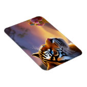 青い目の虎とピンクの花 マグネット (右側)