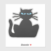 青い目の輪郭を持つ目を見張る黒猫 シール (シート)