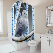 青い目の雪のフクロウ シャワーカーテン (インサイチュ)