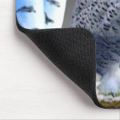 青い目の雪のフクロウ マウスパッド (コーナー)