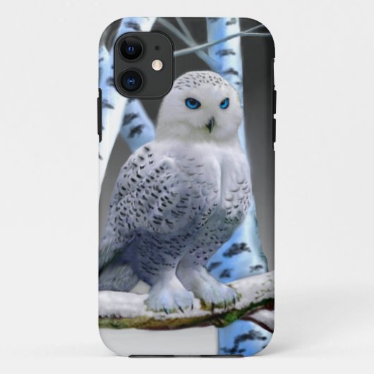 青い目の雪のフクロウ Case-Mate iPhoneケース (裏面)