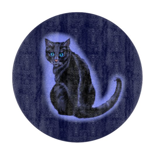 青い目の黒猫切り板 カッティングボード (正面)