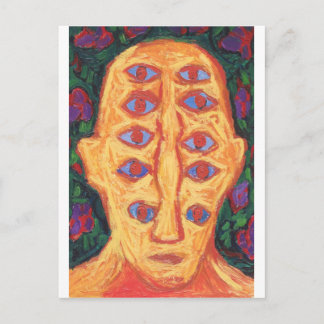 青い目の10 (奇妙な表現主義シュールレアリズムの肖像画) ポストカード