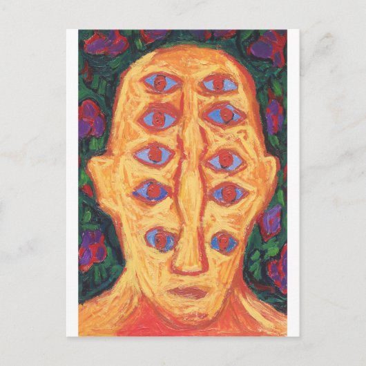 青い目の10 (奇妙な表現主義シュールレアリズムの肖像画) ポストカード (正面)