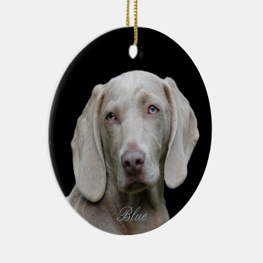青い目のWeimaranerのパーソナライズな写真 セラミックオーナメント (右)