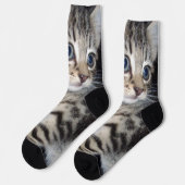 青い目ふわふわの子猫、クルーソックス ソックス (左)