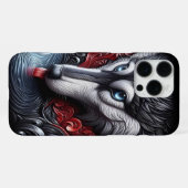 青い目をしたオオカミの水面反射シーン iPhoneケース (裏面横)