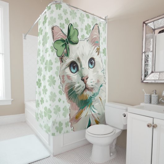青い目をしたシャムロック猫 シャワーカーテン (インサイチュ)