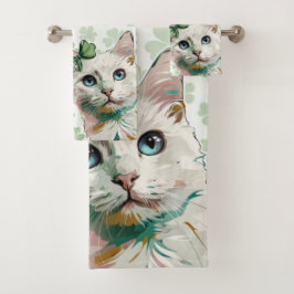 青い目をしたシャムロック猫 バスタオルセット