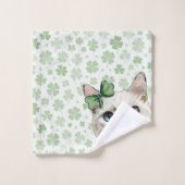 青い目をしたシャムロック猫 バスタオルセット (ウォッシュタオル)