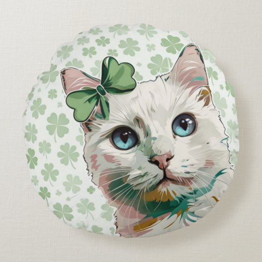 青い目をしたシャムロック猫 ラウンドクッション (正面)