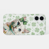 青い目をしたシャムロック猫 iPhone 16ケース (裏面横)