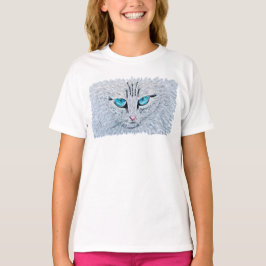 青い目をしたフワフワの猫 Tシャツ