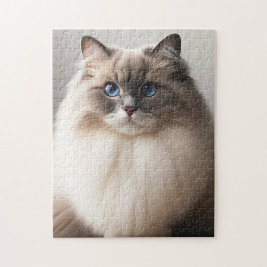 青い目をしたラグドール猫 | フワフワの贅沢 ジグソーパズル (縦)