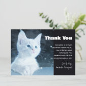 青い目をした可愛いかわいらし白い子猫 サンキューカード (スタンド正面)