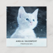青い目をした可愛いかわいらし白い子猫 スクエア名刺 (正面)