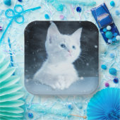 青い目をした可愛いかわいらし白い子猫 ペーパープレート (パーティー)