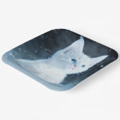 青い目をした可愛いかわいらし白い子猫 ペーパープレート (傾斜あり)