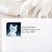 青い目をした可愛いかわいらし白い子猫 ラベル (インサイチュ)