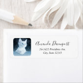 青い目をした可愛いかわいらし白い子猫 ラベル (インサイチュ)