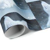 青い目をした可愛かわいらしい白いパターン（の模様が）ある子猫 ラッピングペーパー (ロールコーナー)