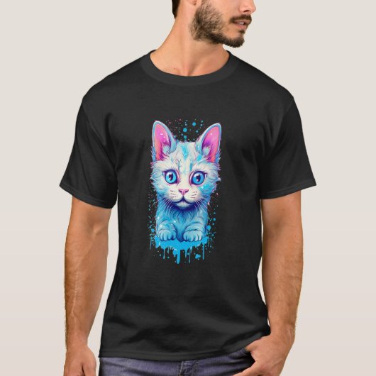 青い目をした子猫 Tシャツ (正面)