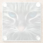 青い目をした猫の素敵な顔 ガラスコースター (裏面)