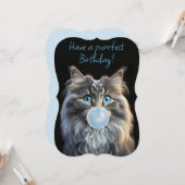 青い目をした猫吹は青い泡ガム カード (正面/裏面インサイチュ)