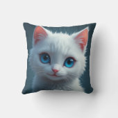 青い目をした白い猫のスマイル クッション (裏面)