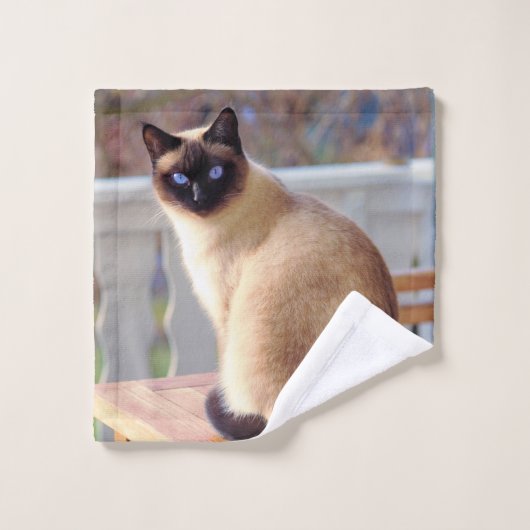 青い目をした美しいシャム猫 ウォッシュタオル (ウォッシュタオル)
