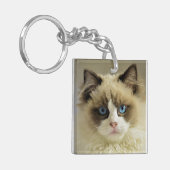 青い目をした美しいラグドール猫 キーホルダー (正面左)