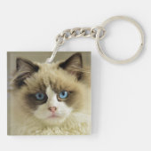 青い目をした美しいラグドール猫 キーホルダー (裏面)