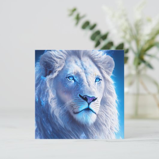 青い目をした美しい白い神秘的なライオン (スタンド正面)
