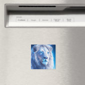 青い目をした美しい白い神秘的なライオン マグネット (インサイチュ (食洗機))