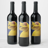 青い目をした美しい黄色い猫 ワインラベル (ボトル)