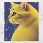 青い目をした美しい黄色い猫 ワインラベル (シングルラベル)