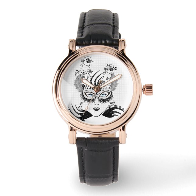 青い目をした謎の仮面の女性 腕時計 (正面)