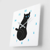 青い目をした黒猫 スクエア壁時計 (傾斜)