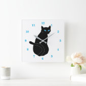 青い目をした黒猫 スクエア壁時計 (ホーム)