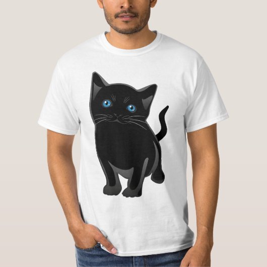 「青い目をした黒猫」 Tシャツ (正面)