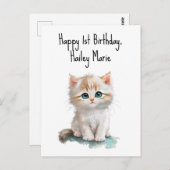 青い目をした1歳の誕生日ねこカスタムキット ポストカード (正面/裏面)