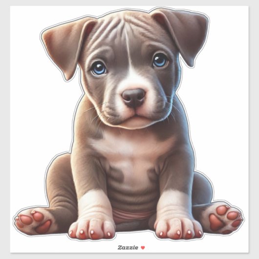 青い目を座って無邪気に見える子犬 シール (シート)