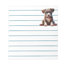 青い目を座って無邪気に見える子犬 ノートパッド