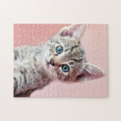 青い目を持つかわいい子ネコ ジグソーパズル (横)