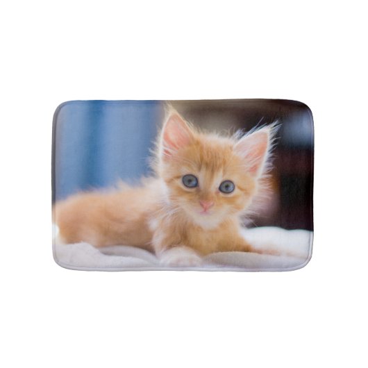 青い目を持つかわいい猫 バスマット (正面)