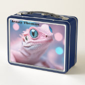 青い目を持つピンクのトカゲ メタルランチボックス (裏面)