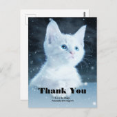 青い目を持つ可愛いかわいらし白い子猫ありがとう ポストカード (正面/裏面)