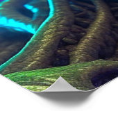 青い目を持つ怖い白熱［赤熱］光を放つエイリアンヘッド ポスター (角)