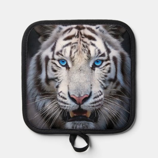 青い目を持つ白い虎 鍋敷き (正面)
